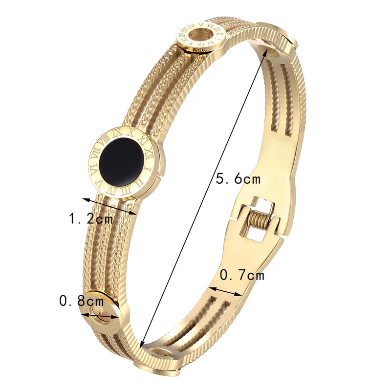 Timeless Edge – Exquisite Roman Numeral Gear Bangle for Women