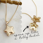 Polly Pocket Inspired Star Locket Charm Necklace in Gold, Rose Gold, or Silver