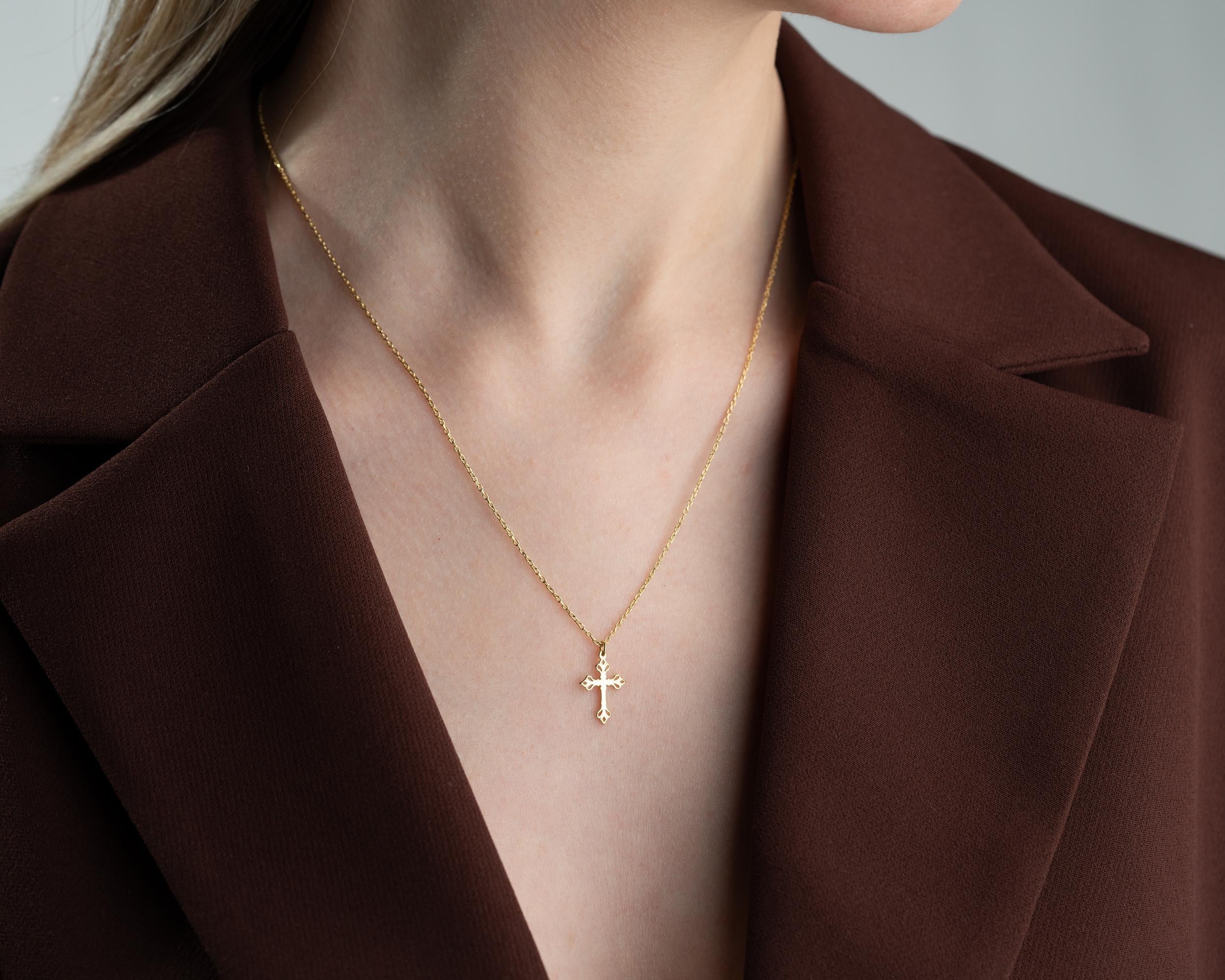 925 Sterling Silver Cross Necklace for Women, 14K Solid Gold Cross Pendant, Tiny Dainty Cross, Christian Thanksgiving Gifts, Christmas Gifts